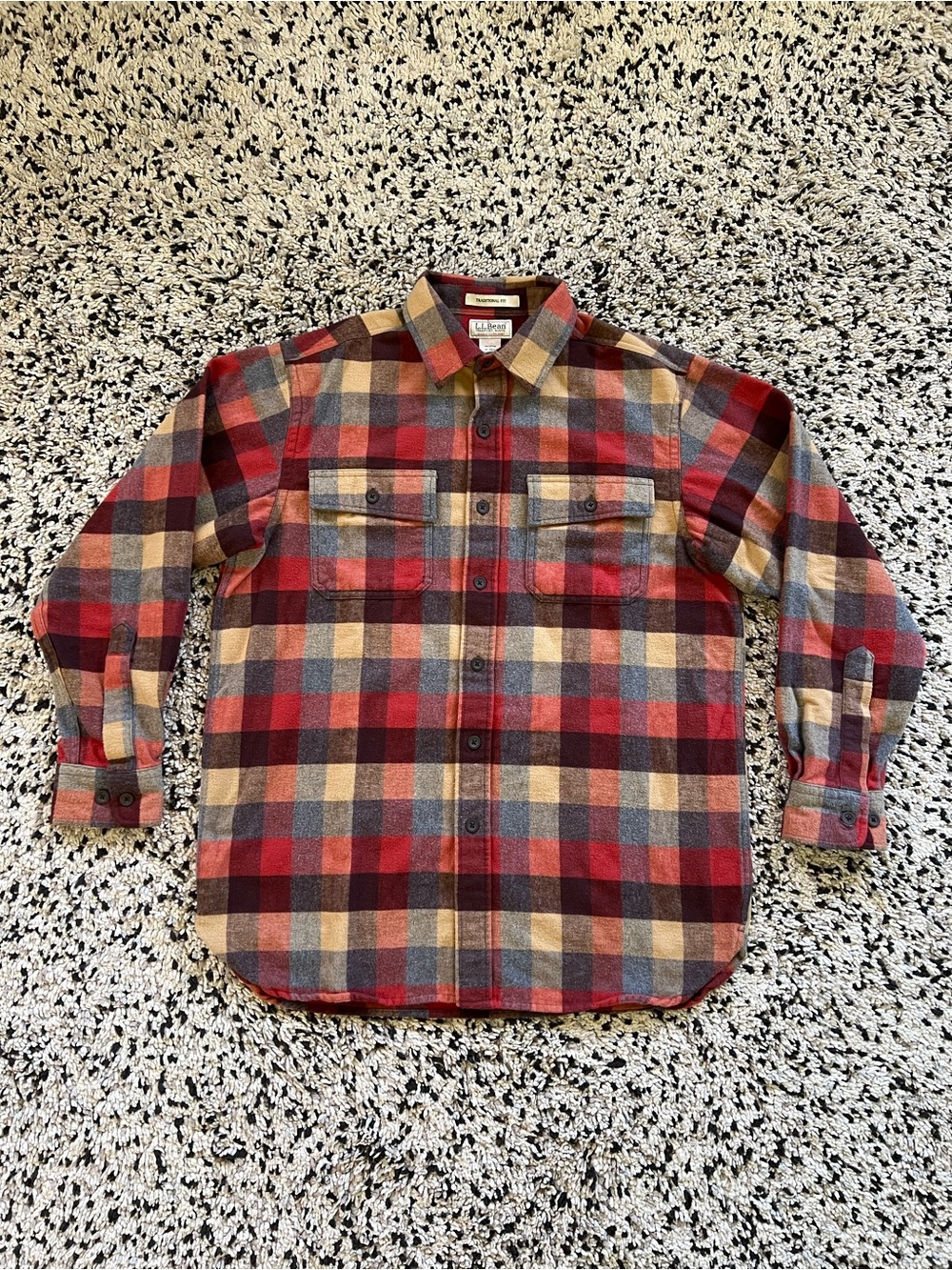 L.L. Bean Chamois Cloth Plaid Flannel Shirt 277981 Traditional Fit Men’s Medium